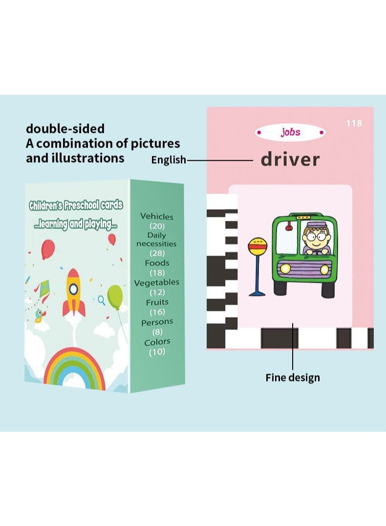 JAYATO English Educational Learning Toys for 4-6 Year Old Kids, Listen and Learn Literacy English Flash Cards for Kid, English Learning Toys for Toddlers, 112 Pieces Talking Audio Flashcards with Sound Effects Contains 224 Sight Words, Vocabulary & Listening Educational Toy - Image 5